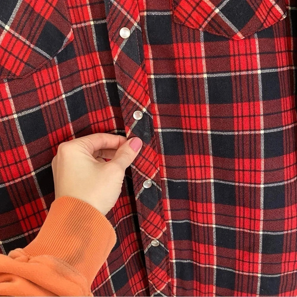 Vintage 90s Flannel Shirt Jacket Mens Size Large Quilted Oversized Shacket Red - Picture 4 of 10